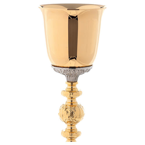 Bicolored chalice and ciborium baroque base in 24-karat gold plated brass 4