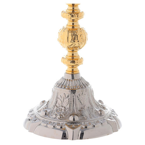 Bicolored chalice and ciborium baroque base in 24-karat gold plated brass 7