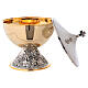Ciborium for hosts and wine in brass with grapevine decoration on base s1