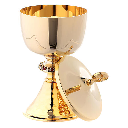 Chalice and ciborium with hammered base and fused junction with crystals 4