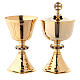 Chalice and ciborium with hammered base and fused junction with crystals s1