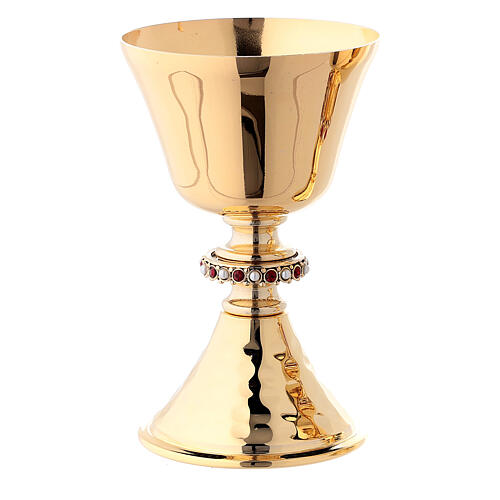Chalice and ciborium with hammered base and casted node with crystals 3