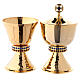 Small chalice and ciborium casted node with crystals in 24-karat gold plated brass s1
