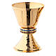 Small chalice and ciborium casted node with crystals in 24-karat gold plated brass s2