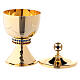 Small chalice and ciborium casted node with crystals in 24-karat gold plated brass s3