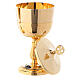Chalice and ciborium with hammered base and sub-cup in 24-karat gold plated brass s3