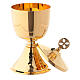 Small chalice and ciborium with simple node and hammered base in 24-karat gold plated brass s3