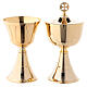 Travel chalice and ciborium in golden brass, simple design s1