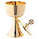 Travel chalice and ciborium in golden brass, simple design s3