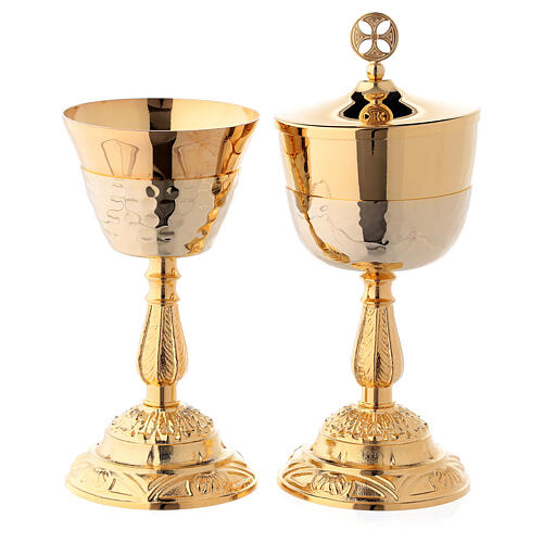 Chalice and ciborium with fused base and junction in brass 1