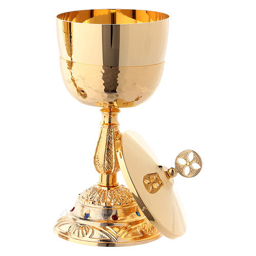 Chalice and ciborium with stones decoration on the base and fused junction 4