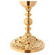 Chalice and ciborium in 24-karat gold plated brass baroque node red stones s4