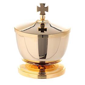 Small ciborium of polished gold plated brass diam. 8 in