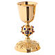 Chalice and ciborium in 24K golden brass with coloured stones s2