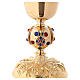 Chalice and ciborium in 24K golden brass with coloured stones s3