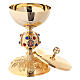 Chalice and ciborium in 24K golden brass with coloured stones s4