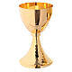 Chalice and ciborium in hammered golden brass with round cross s2