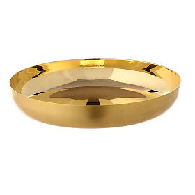 Paten in golden brass, polished, high sides 16 cm