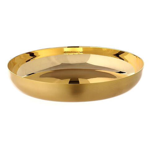 Paten in golden brass, polished, high sides 16 cm 1