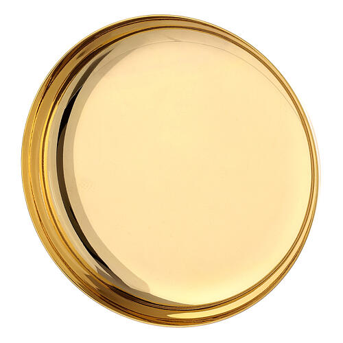Paten in golden brass, polished, high sides 16 cm 3
