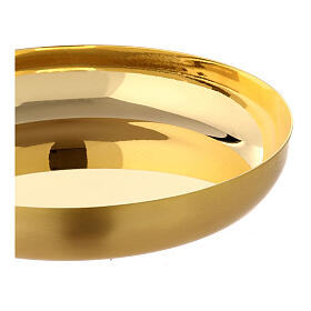 Golden brass paten with polished interior, 16 cm