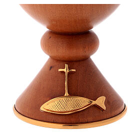 Wooden pyx with golden brass fish decor