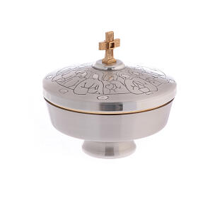 Pyx in silver-plated cast brass Last Supper