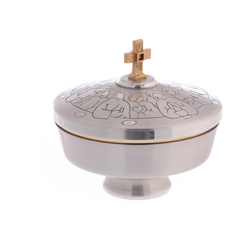 Pyx in silver-plated cast brass Last Supper 1