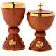 Chalice and ciborium in wood with inserts in fused golden brass s1