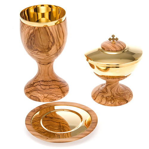 Olive wood chalice with slim-thickness edge 4