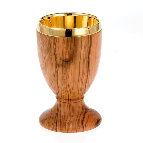 Olive wood chalice with returned edge 1