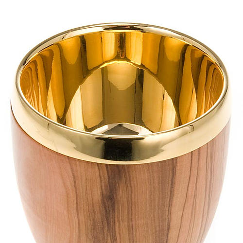 Olive wood chalice with returned edge 3
