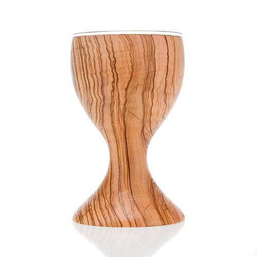 Olive wood chalice with glass cup 2