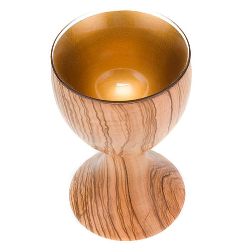 Olive wood chalice with glass cup 3
