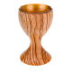 Olive wood chalice with glass cup s1