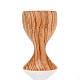 calice en bois d'olivier, coupe en verre s2