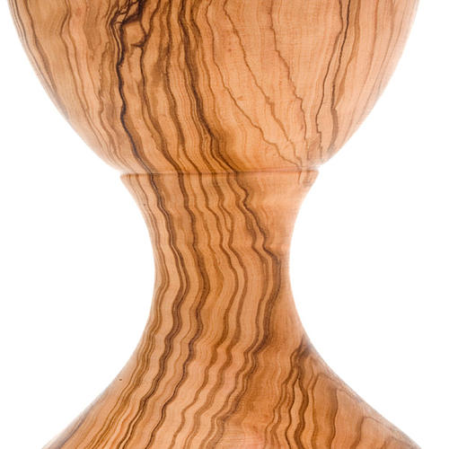 Olive wood engraved chalice with glass cup 4