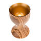 Olive wood engraved chalice with glass cup s3