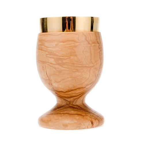 Chalice in olive wood and golden brass, Bethlehem Monastery