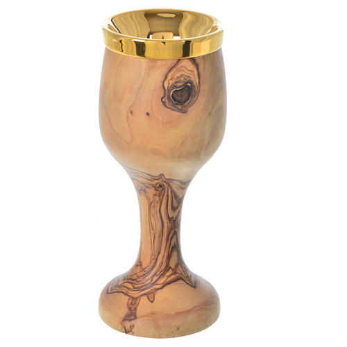 Calice in olivo di Assisi coppa ceramica Deruta h 21,5 cm 1