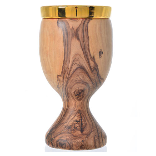 Kelch Olivenholz Assisi und Deruta Keramik 19,5cm 3