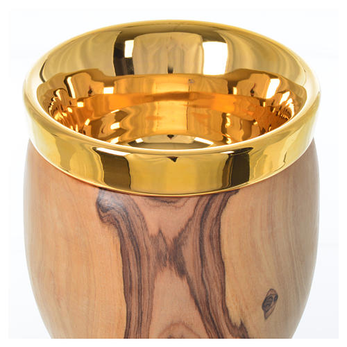 Chalice in Assisi wood with Deruta ceramic cup H19.5cm 4