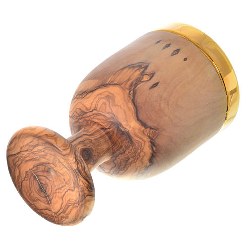 Chalice in Assisi olive wood with Deruta ceramic cup H17cm 5