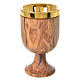 Chalice in Assisi olive wood with Deruta ceramic cup H17cm s1