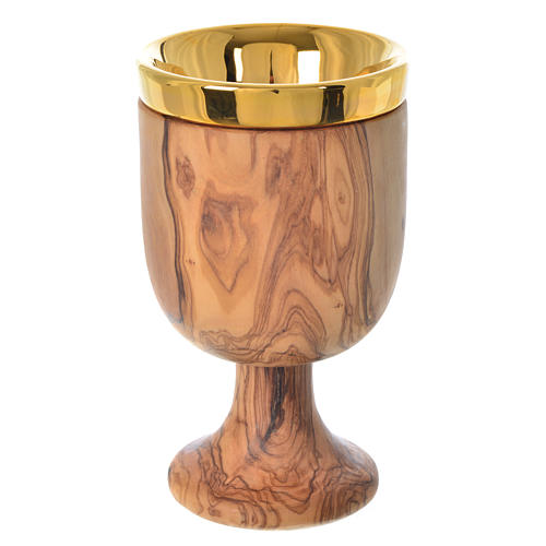 Cáliz de olivo de Asís con copa de cerámica de Deruta 17cm 1