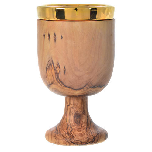 Chalice in Assisi olive wood with Deruta ceramic cup H17cm 3