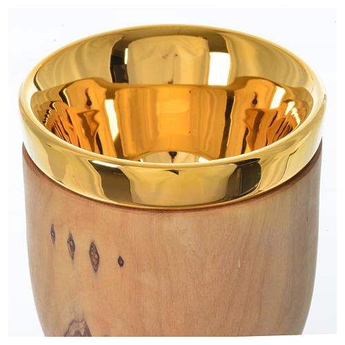 Chalice in Assisi olive wood with Deruta ceramic cup H17cm 4