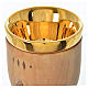 Chalice in Assisi olive wood with Deruta ceramic cup H17cm s4