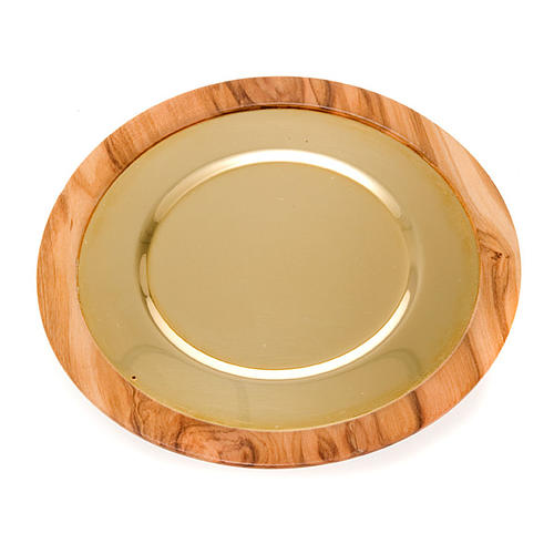 Olive wood and gold paten 3