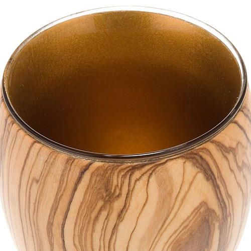 Kielich drewno oliwkowe czara szklana znak Tau śr. 7 cm 4